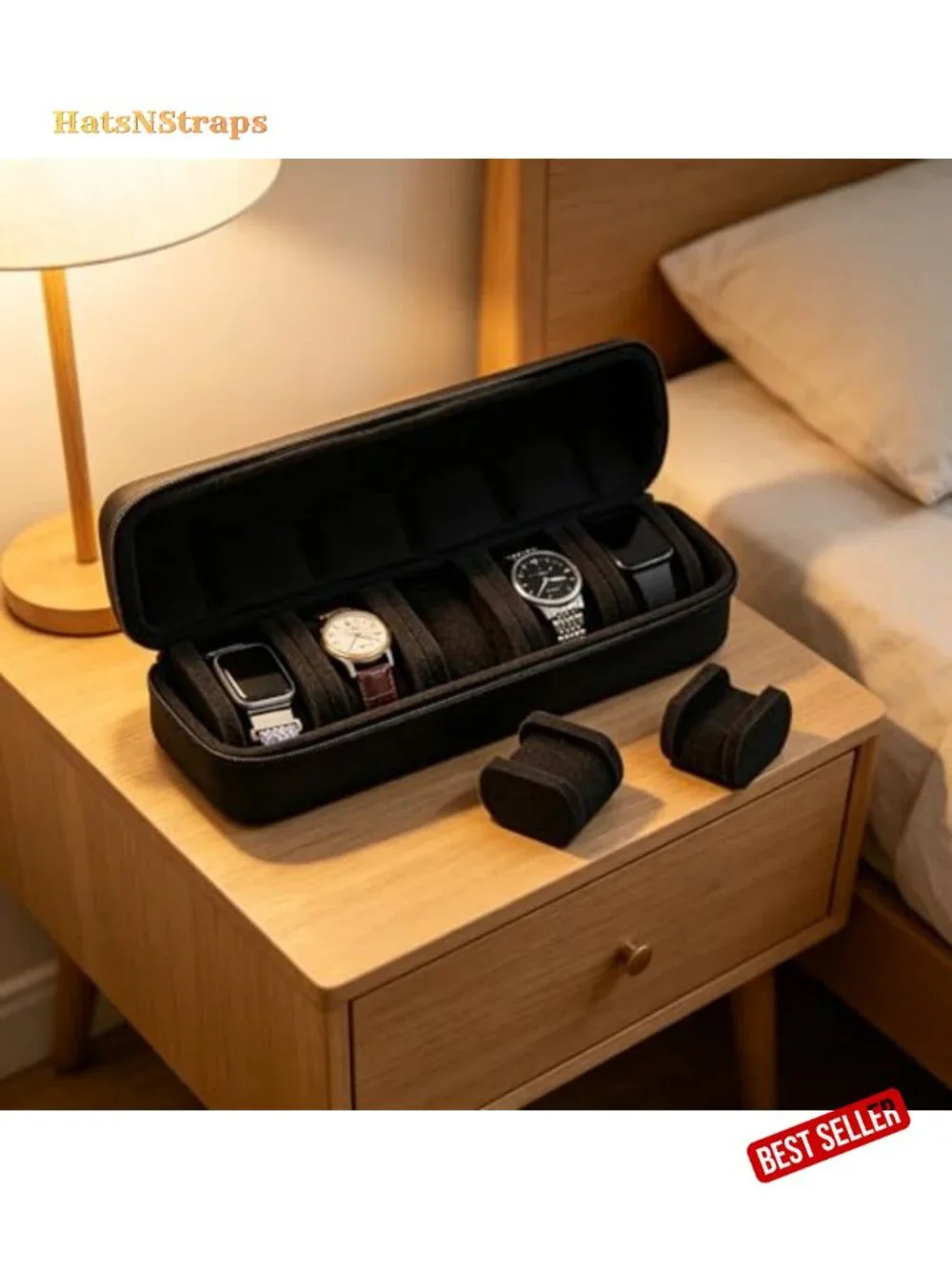 5 Slot Portable Watch Travel Case with Shockproof EVA Hard Shell